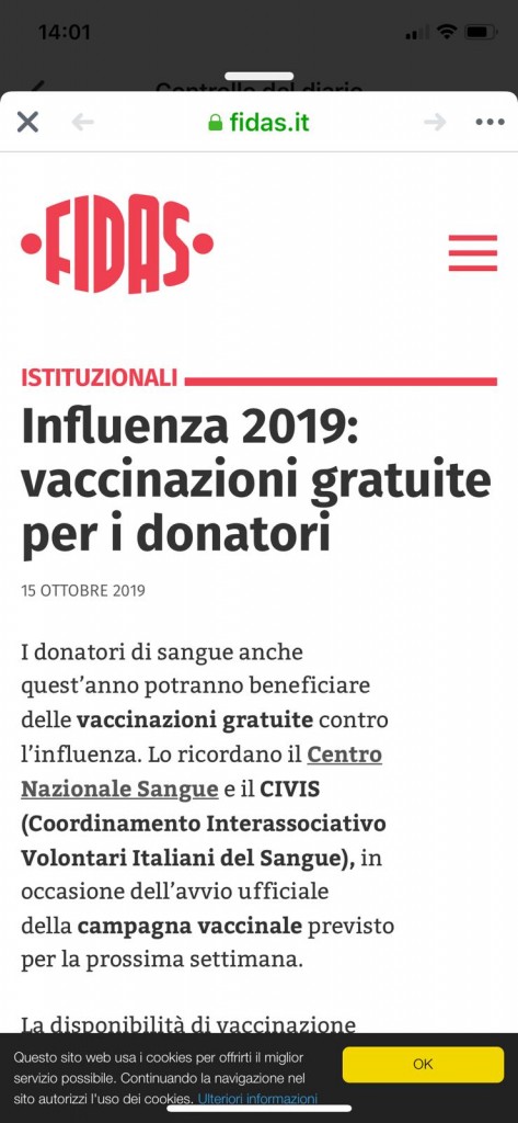 FIDAS VACCINAZIONE 2019