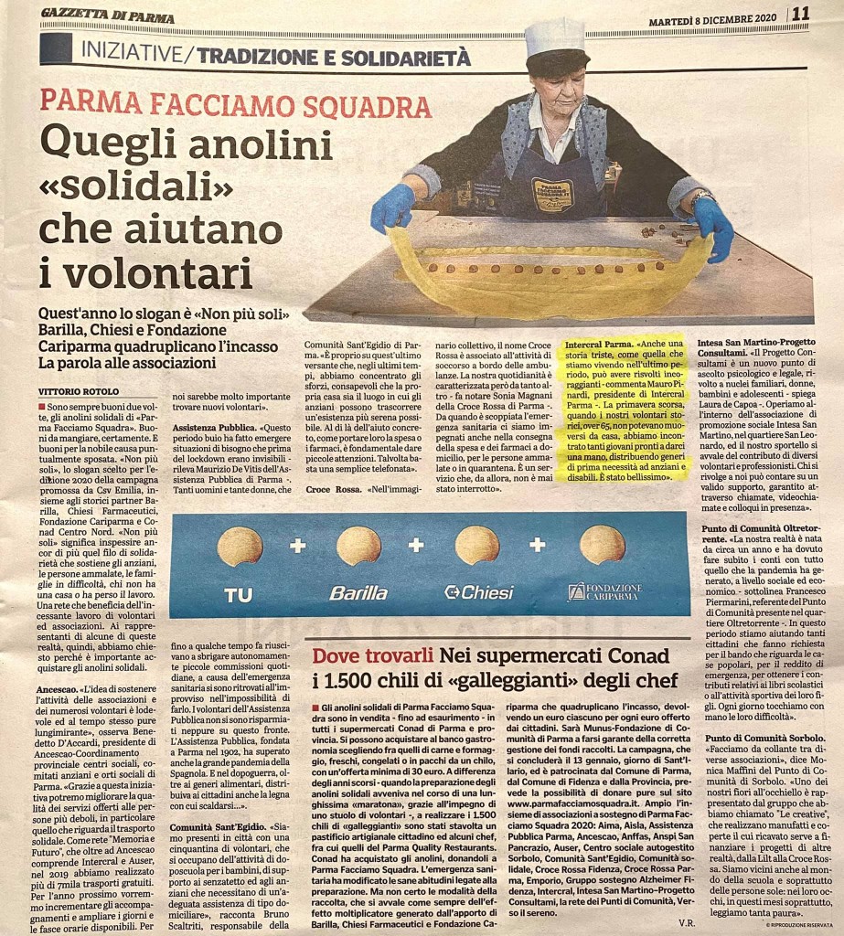 ANOLINO SOLIDALE 2020 GAZZETTA 08122020