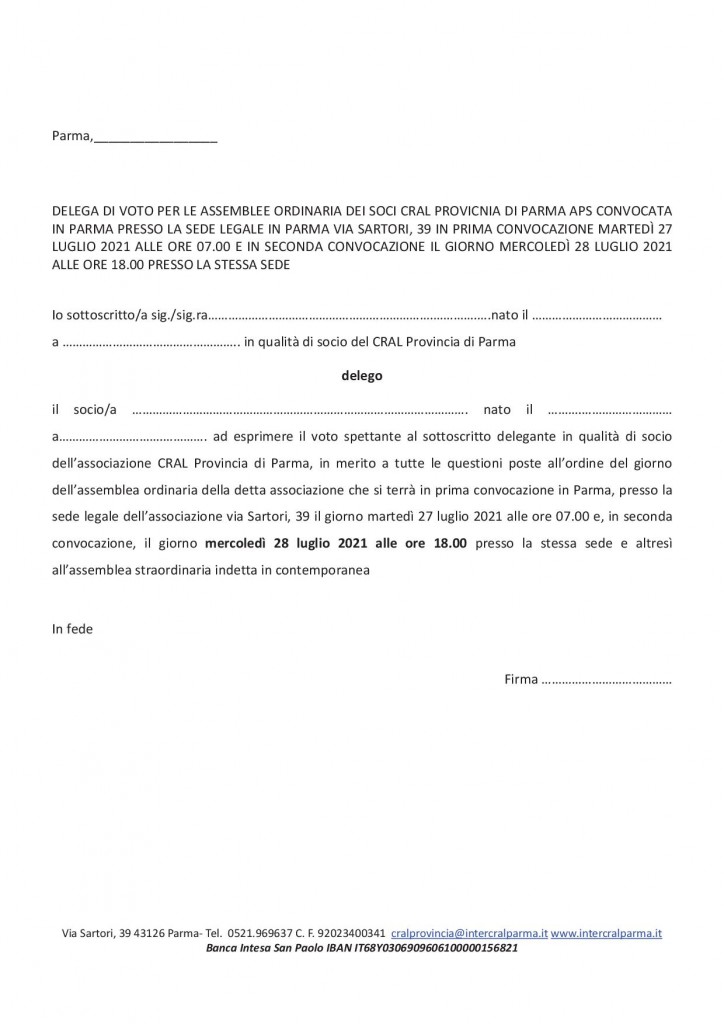 convocazione assemblea SOCI CRAL PROV. LUG 2021 2