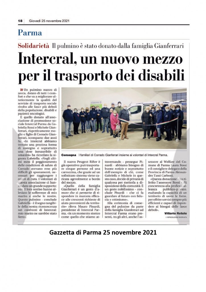 GAZZETTA PR INAUGURAZIONE FURGONE 24112021