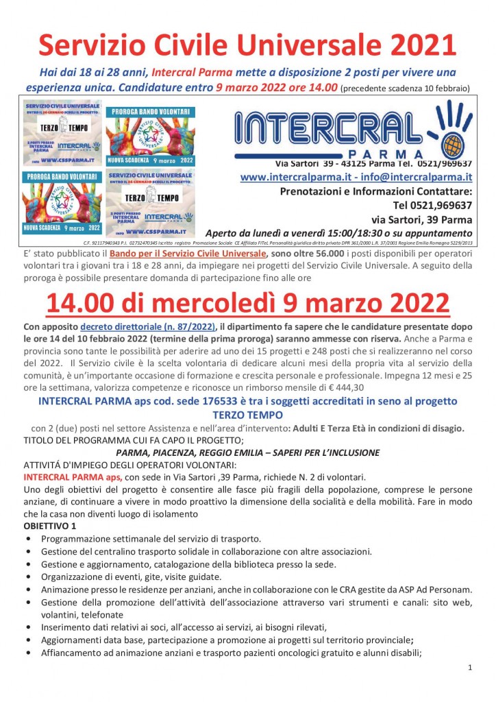 SPECIFICHE INTERCRAL PR SUL BANDO 2021 1