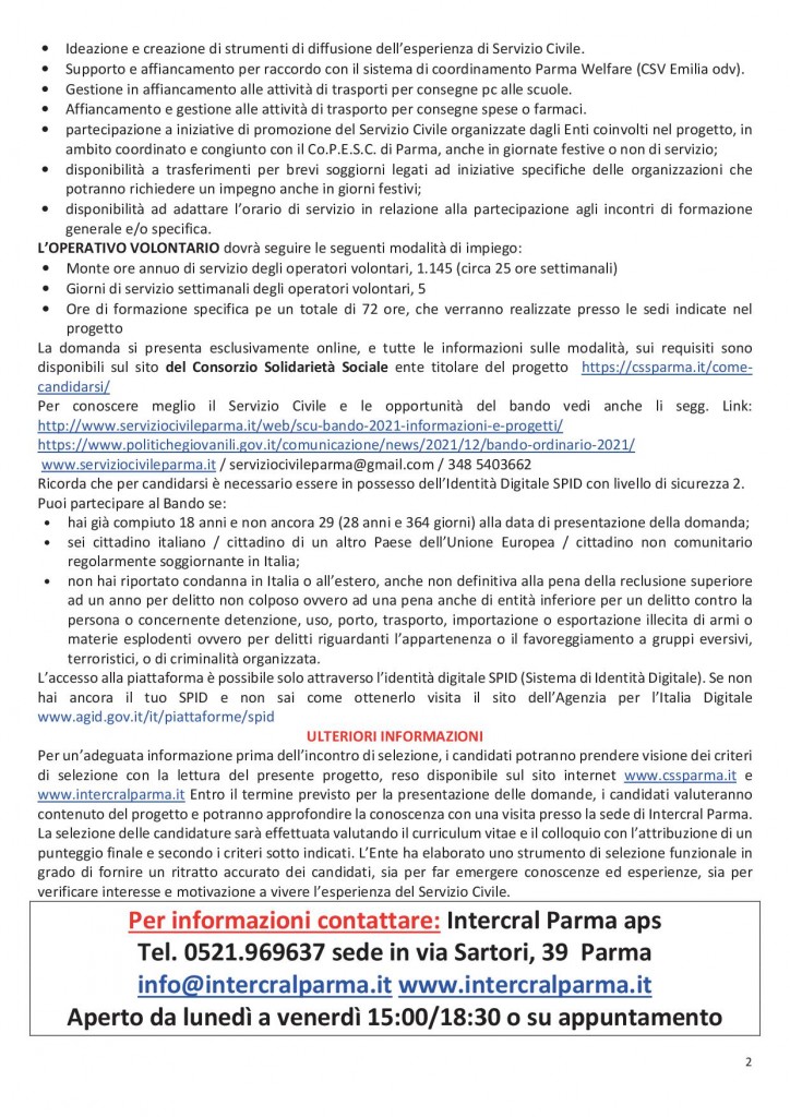 SPECIFICHE INTERCRAL PR SUL BANDO 2021 2