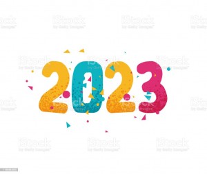 Happy new year 2023 colorful number.