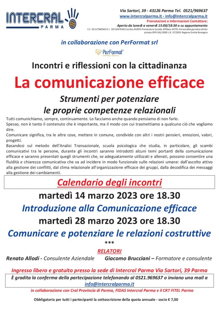 La comunicazione efficace incontri MARZO23