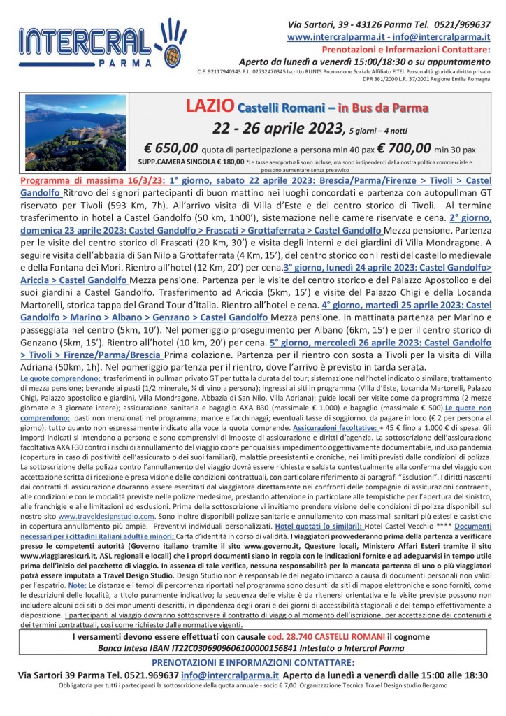 CASTELLI ROMANI 22 aprile 23