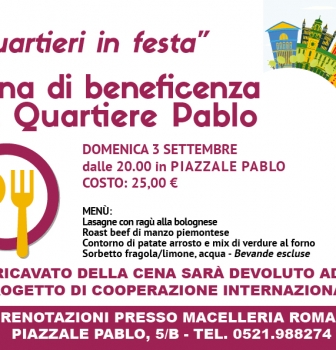 Q.RE PABLO – Cena di beneficenza – Stand Intercralparma