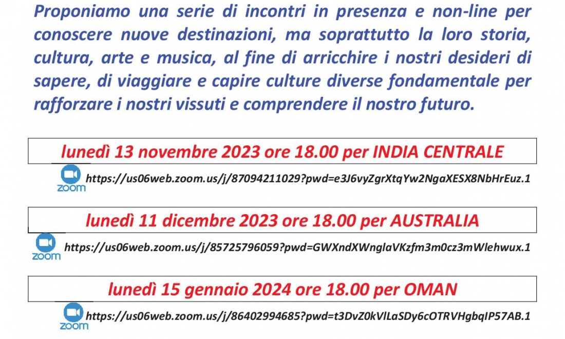 Incontri per conoscere…paesi lontani