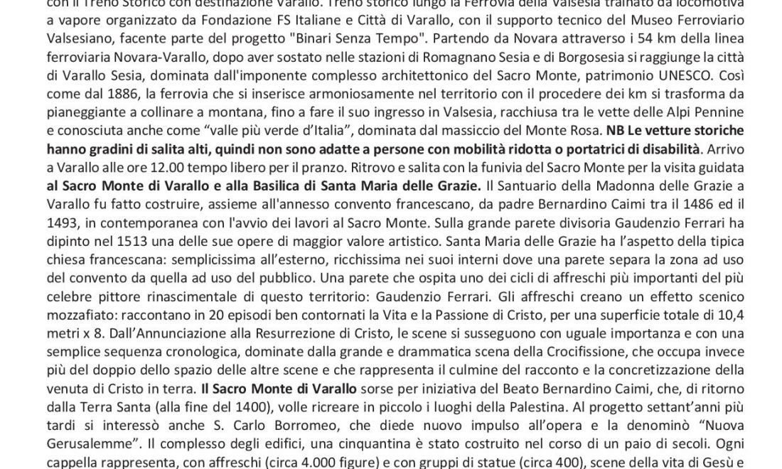 Treno storico Varallo e Sacro Monte